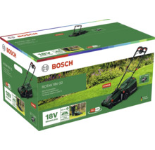 Verpakking van de Bosch Rotak 18V-32 accu-grasmaaier