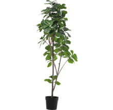 Kunstmatige kamerplant in pot met groene bladeren.