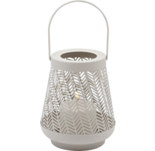 Metalen windlicht met gaatjespatroon en handvat