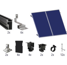 Zonnepaneelmontageset met diverse componenten en bevestigingsmaterialen