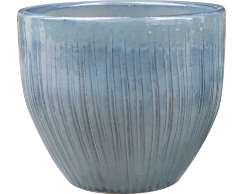 Bloempot van keramiek met verticaal ribbelpatroon