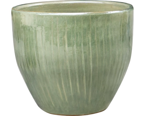 Keramische plantenbak met verticaal ribbelpatroon