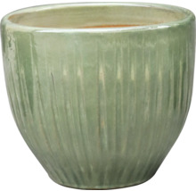 Keramische plantenpot met verticaal ribbelpatroon