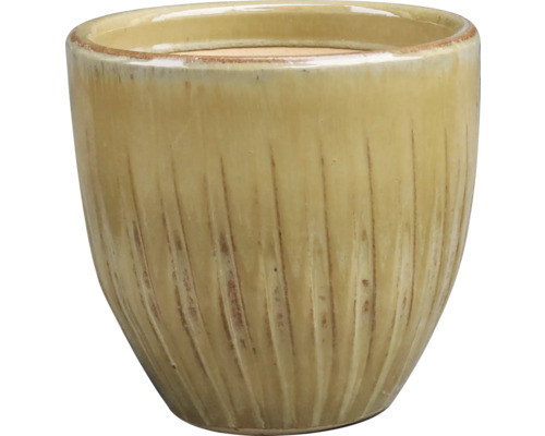 FLORASELF Bloempot Ton Klei latte Ø 26,5 cm H 25,5 cm Keramische bloempot met geribbeld oppervlak