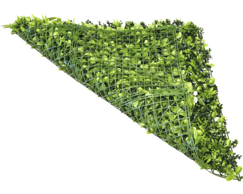 Kunstgrasmat met planten op kunststof raster