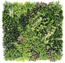 Kunstmatige plantenwand met diverse groensoorten