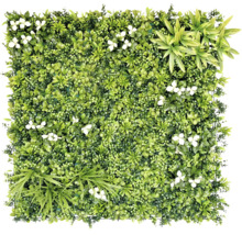 Vierkant decoratief element met kunstmatige groene planten en witte bloemen voor wanddecoratie