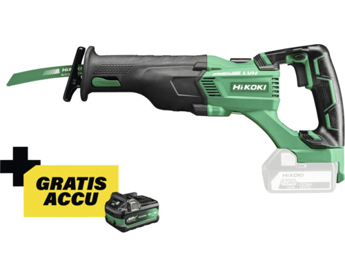 HiKoki reciprozaag met accu en de aanduiding Gratis Accu