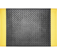Zwarte rubberen mat met gele veiligheidsranden