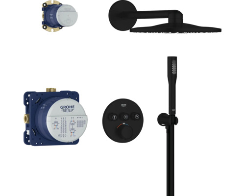 GROHE Complete inbouw doucheset Vitalio SmartActive mat zwart Grohe regendouche met inbouwthermostaat en handdouche