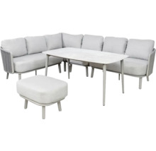 Tuinmeubelset met hoekbank, tafel en kruk