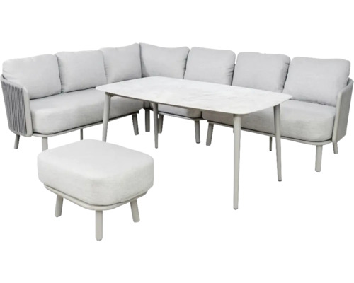 Tuinmeubelset met hoekbank, tafel en kruk