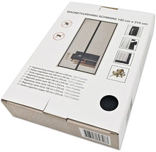 Verpakking van een zwart magnetisch gordijn, 100 x 210 cm, van polyester.