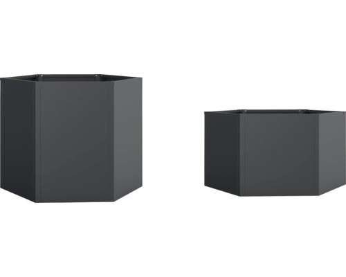 Twee zeshoekige metalen plantenbakken