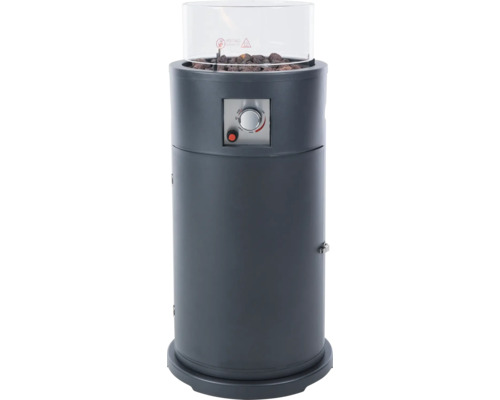 Terrasverwarmer met lavastenen en glazen opzetstuk