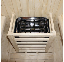 Saunakachel met houten bekleding in een sauna
