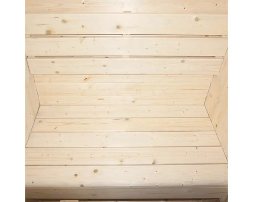 Houten tuinsauna interieur aanzicht