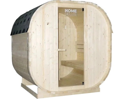 Barrel sauna met glazen deur en houten banken