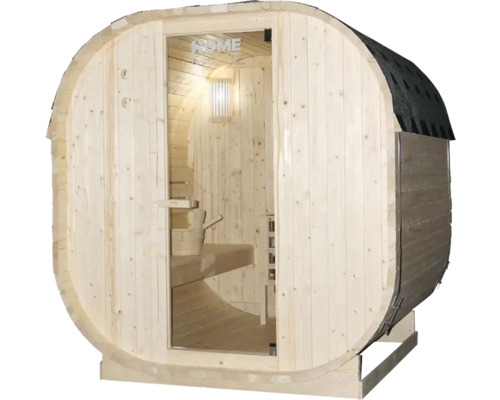 Saunaton met glazen deur en houten interieur