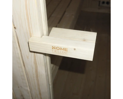 Houten deurgreep met Home Deluxe logo