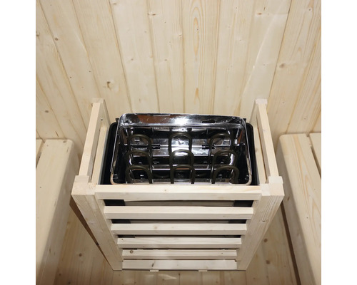 Saunakachel met houten bekleding in een sauna