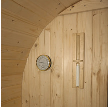 Sauna-interieur met thermometer en zandloper