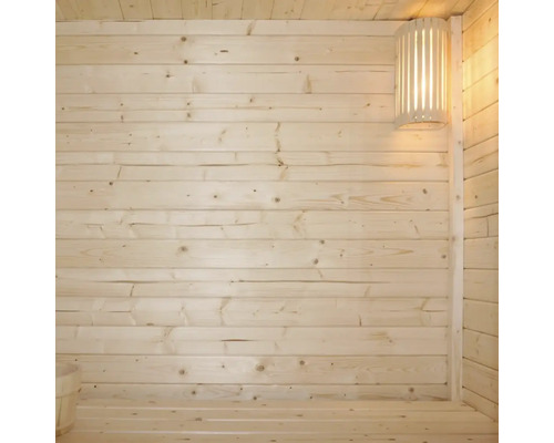 Houten sauna met lamp