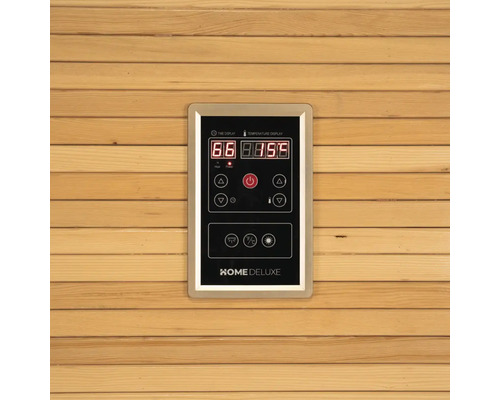 Bedieningselement van een sauna met digitaal display en knoppen voor bediening
