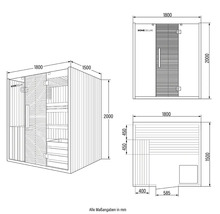 HOME DELUXE sauna met afmetingen