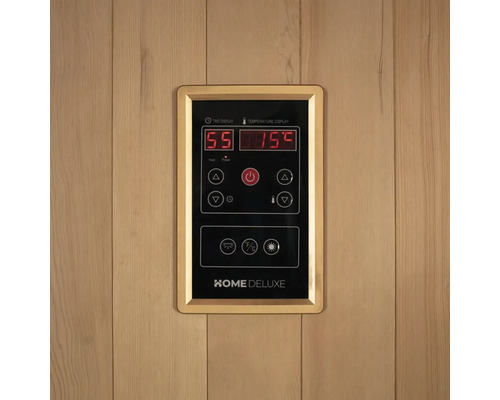 Bedieningspaneel van een sauna voor het regelen van tijd, temperatuur, verwarming en licht