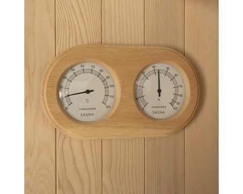 Sauna thermometer en hygrometer met houten frame