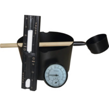 Sauna-emmer met schep, thermometer en zandloper