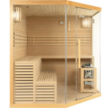 Houten sauna met glazen voorzijde en banken