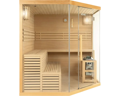 Houten sauna met glazen voorzijde en banken