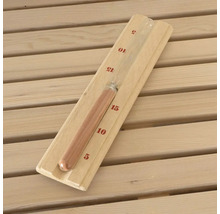 Zandloper voor sauna met houten frame en rode schaal