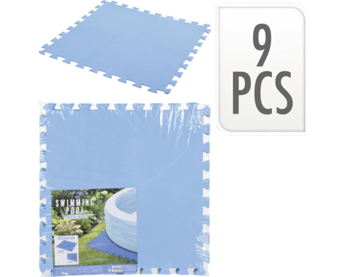 Negen blauwe zwembad vloerbeschermingsmatten van schuim