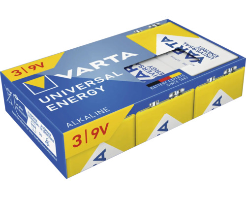 Varta Universal Energy 9 Volt blok alkaline batterij, 3 stuks