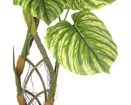 Kunstplant met grote bladeren met patroon en stengels