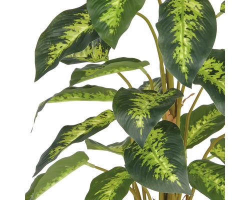 Kunstmatige Dieffenbachia plant met gemusterde bladeren.