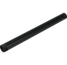 Zwarte metalen buis met schroefdraad aan de uiteinden