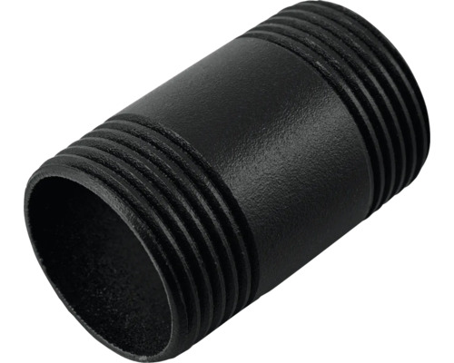 Zwarte metalen pijpnippel met schroefdraad