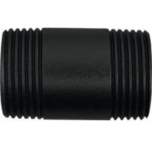 Zwart pijpnippel fittingstuk met schroefdraad aan beide uiteinden