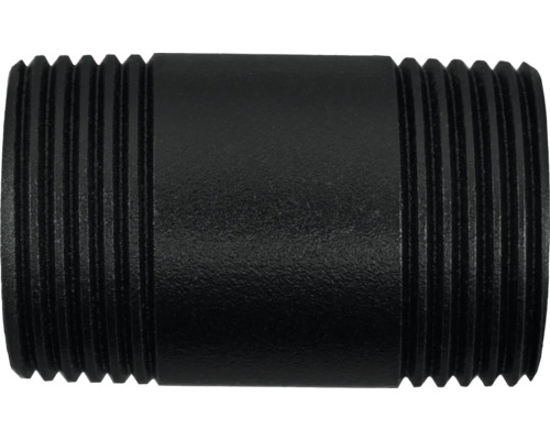 Zwart pijpnippel fittingstuk met schroefdraad aan beide uiteinden