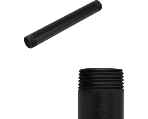 Zwarte stalen buis met schroefdraad