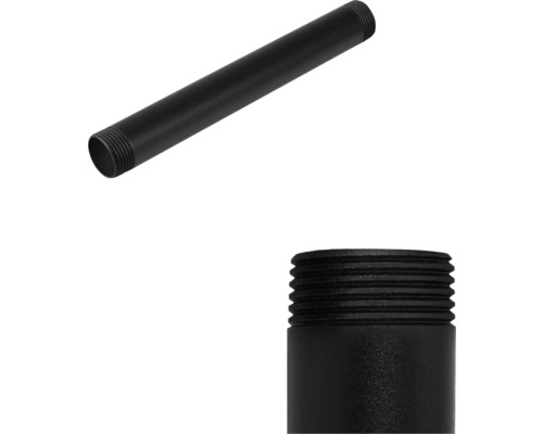 Zwarte stalen buis met schroefdraad