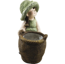 Decoratief beeld meisje met mand voor de tuin