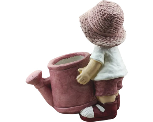 Decoratief figuur jongen met gieter als bloempot