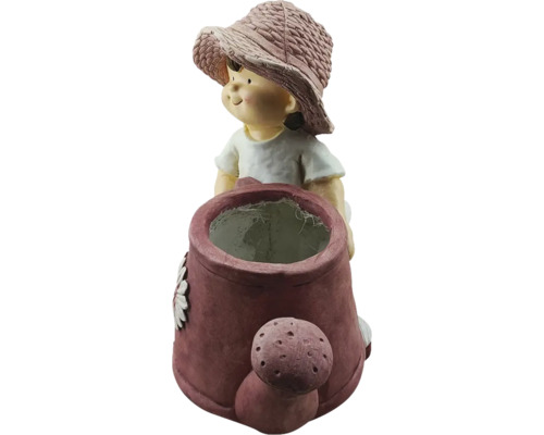 Decoratieve gieter met meisjesfiguur voor de tuin
