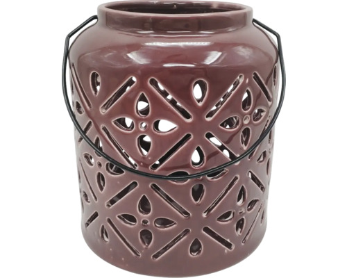 Decoratieve lantaarn van keramiek met metalen handvat