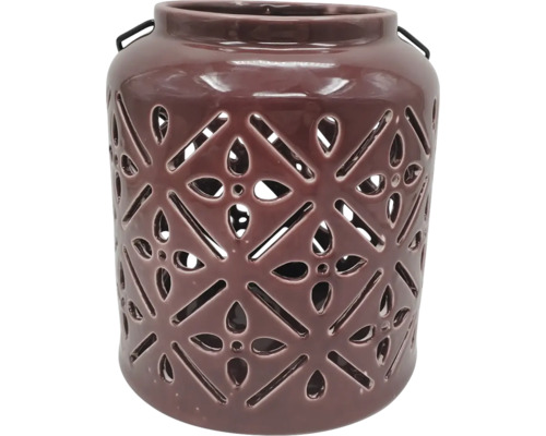 LAFIORA Windlicht bordeaux rood 16x16x18 cm Decoratieve lantaarn met patroon